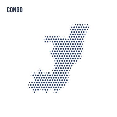 Noktalı beyaz arka plan üzerinde izole Kongo Haritası.