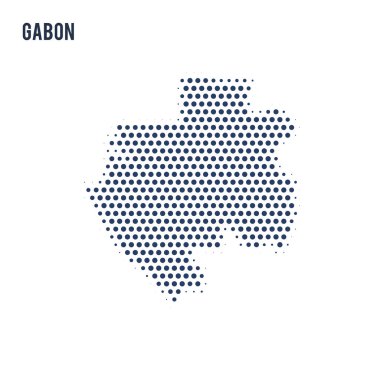Noktalı beyaz arka plan üzerinde izole Gabon Haritası.