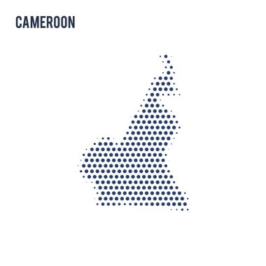 Noktalı beyaz arka plan üzerinde izole Kamerun Haritası.