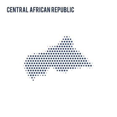 Orta Afrika Cumhuriyeti beyaz arka plan üzerinde izole noktalı Haritası.
