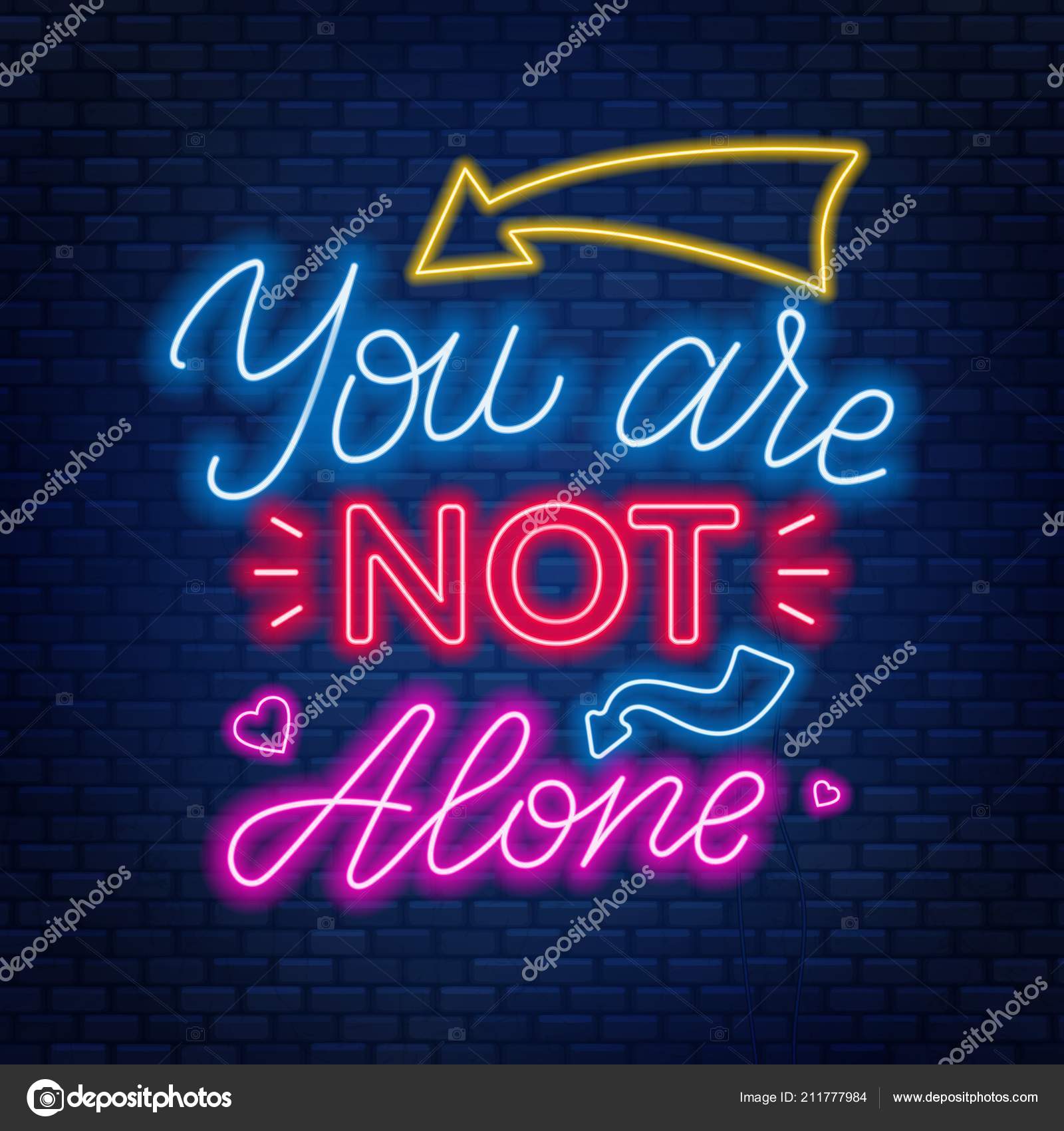 Images Alone Quotes Neon Lettering You Alone Motivational - 