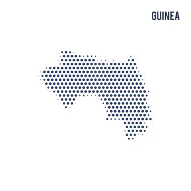 Beyaz arka plan üzerinde izole Gine noktalı haritası. Vektör çizim.