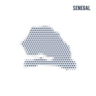 Beyaz arka plan üzerinde izole Senegal noktalı haritası. Vektör çizim.
