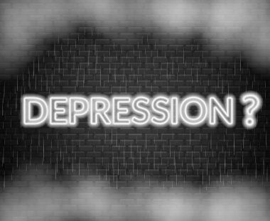 Depresyon neon yazı. Üzgün ruh hali. Vektör çizim Eps 10
