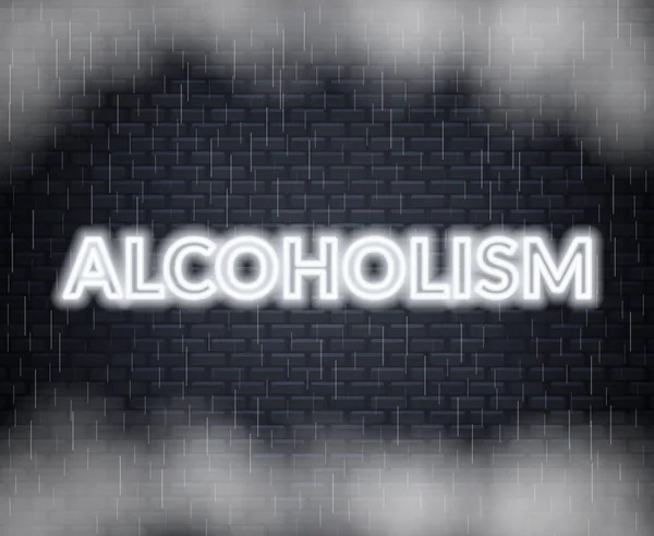 Alkoholism Neon Bokstäver Tråkigt Humör Vektorillustration Eps — Stock vektor