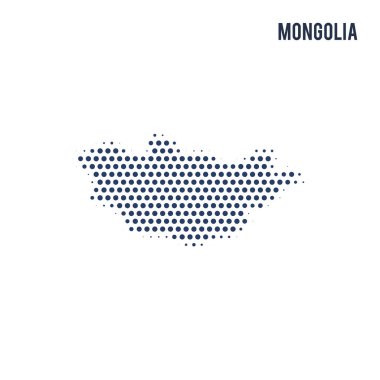 Beyaz arka plan üzerinde izole Moğolistan noktalı haritası. Vektör çizim.