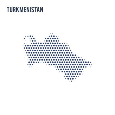 Beyaz arka plan üzerinde izole Türkmenistan noktalı haritası. Vektör çizim.