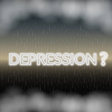 Depresyon neon yazı. Üzgün ruh hali. Vektör çizim Eps 10
