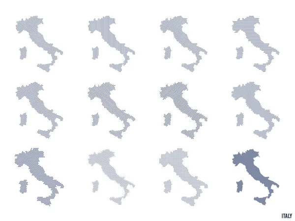 Vektor Set Von Abstrakten Karten Von Italien Verschiedenen Stilen Isoliert — Stockvektor