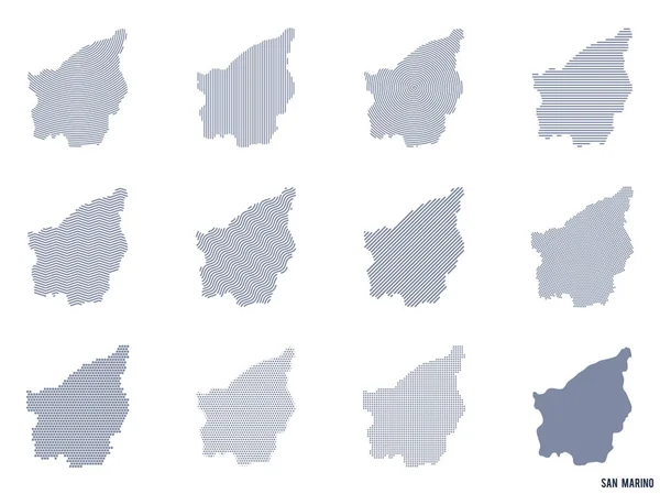 Vektor Set Abstrakter Karten Von San Marino Verschiedenen Stilen Isoliert — Stockvektor