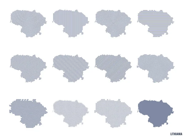 Vektor Készlet Absztrakt Térképek Litván Különböző Stílusokban Elszigetelt Fehér Background — Stock Vector