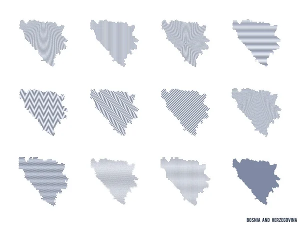 Vektor Set Abstrakter Karten Von Bosnien Und Herzegowina Verschiedenen Stilen — Stockvektor