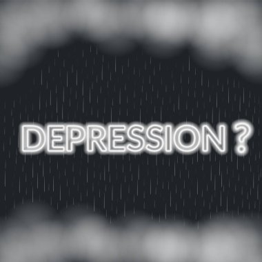 Depresyon neon yazı. Üzgün ruh hali. Vektör çizim Eps 10