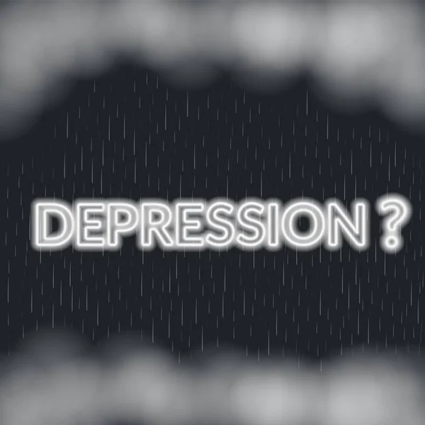 Depresi Huruf Neon Suasana Hati Yang Sedih Ilustrasi Vektor Eps - Stok Vektor