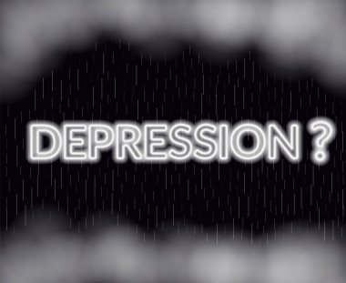 Depresyon neon yazı. Üzgün ruh hali. Vektör çizim Eps 10