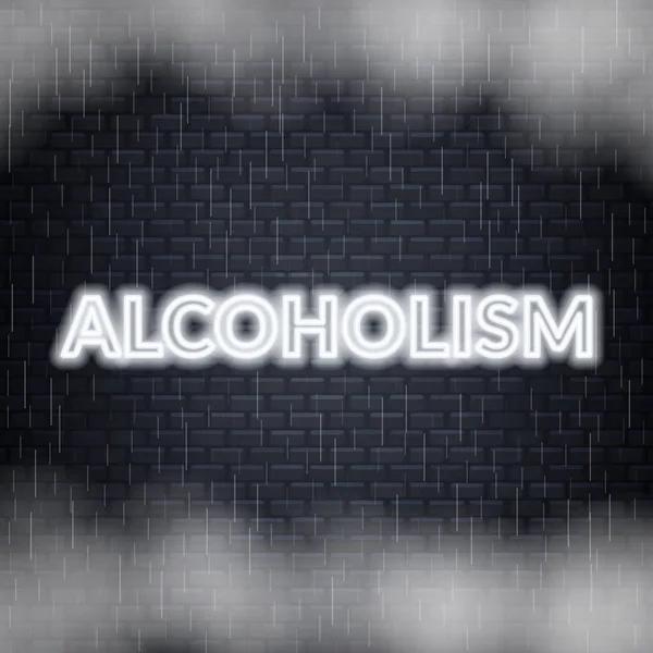 Alcoolisme Néon Lettrage Triste Humeur Illustration Vectorielle Spe — Image vectorielle