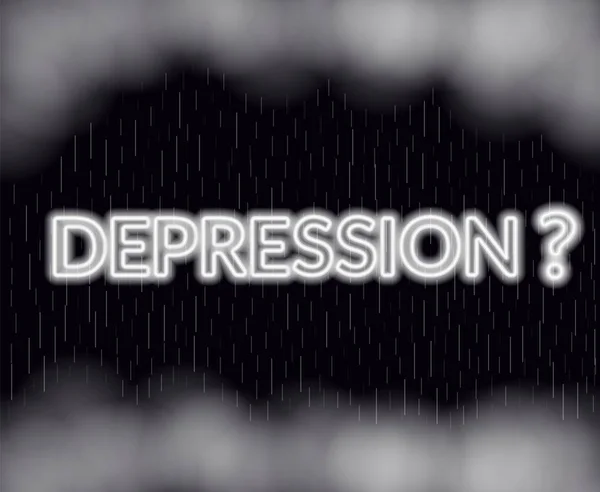 Depression Neon Lettering Sad Mood Vector Illustration Eps — Stock Vector