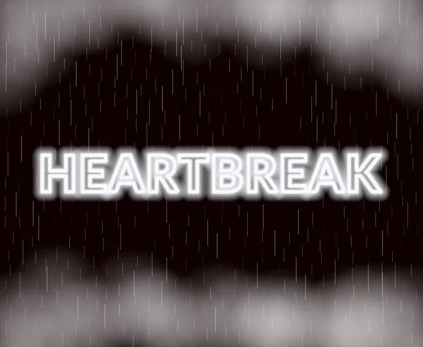 Heartbreak Neonowy Napis Smutny Nastrój Ilustracja Wektorowa Eps — Wektor stockowy