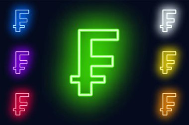 Neon Frangı çeşitli renk seçenekleri karanlık bir arka plan üzerinde oturum açın. Eps 10 vektör çizim