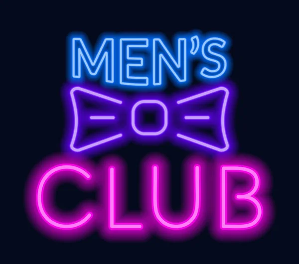 Neon lettering Mens club su sfondo scuro . — Vettoriale Stock