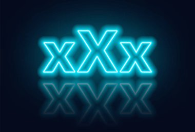 Xxx neon tabela karanlık bir arka plan üzerinde. Vektör çizim.