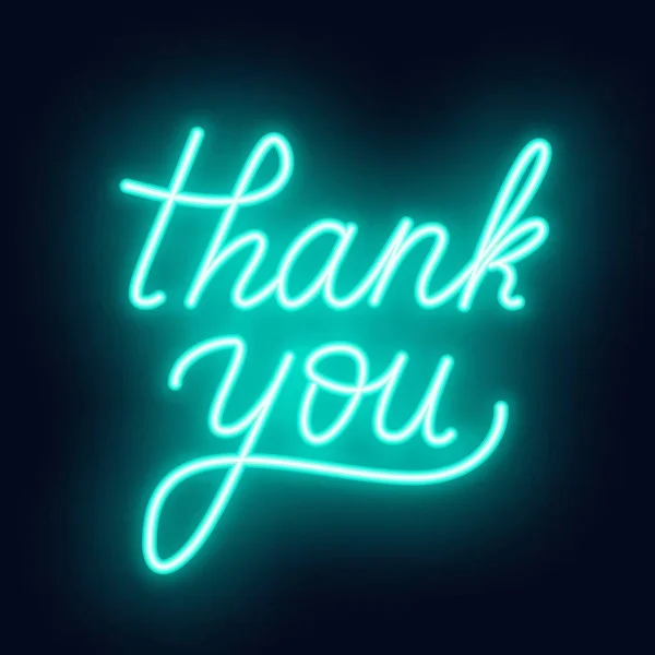 Neon Lettering Thank You Dark Background Vector Illustration — Stock Vector