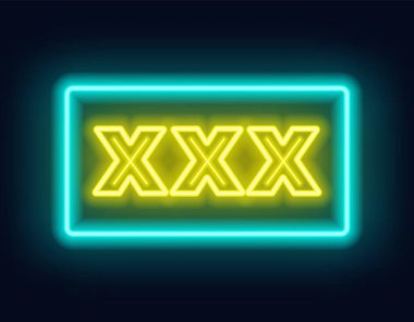 Xxx neon tabela karanlık bir arka plan üzerinde. Vektör çizim.