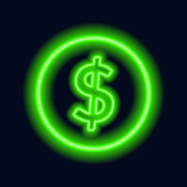 Neon Znak Dolara Ciemnym Tle Bogactwo Sukces Koncepcji Ilustracja Wektorowa — Wektor stockowy