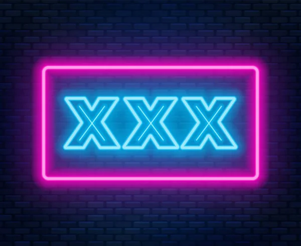 Tanda Xxx Neon Pada Latar Belakang Gelap Ilustrasi Vektor - Stok Vektor