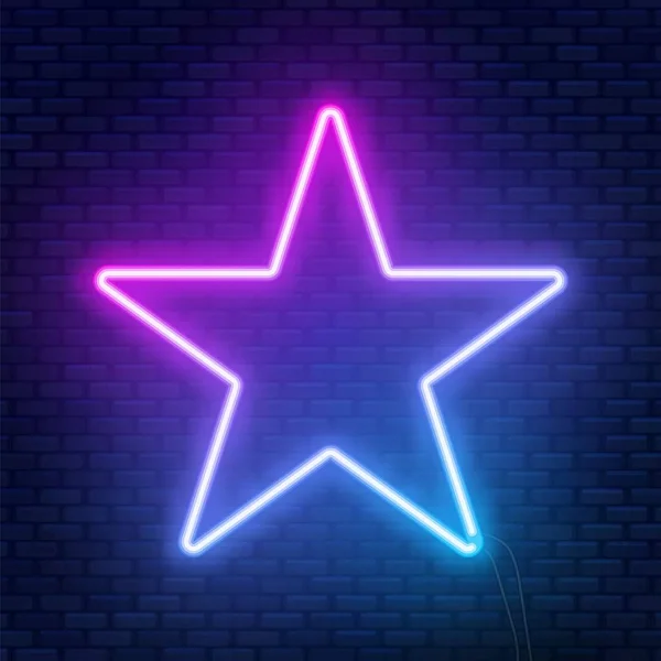 Neon Świecące Znak Gwiazdy Może Służyć Jako Ramka Tekstowa Ilustracja — Wektor stockowy