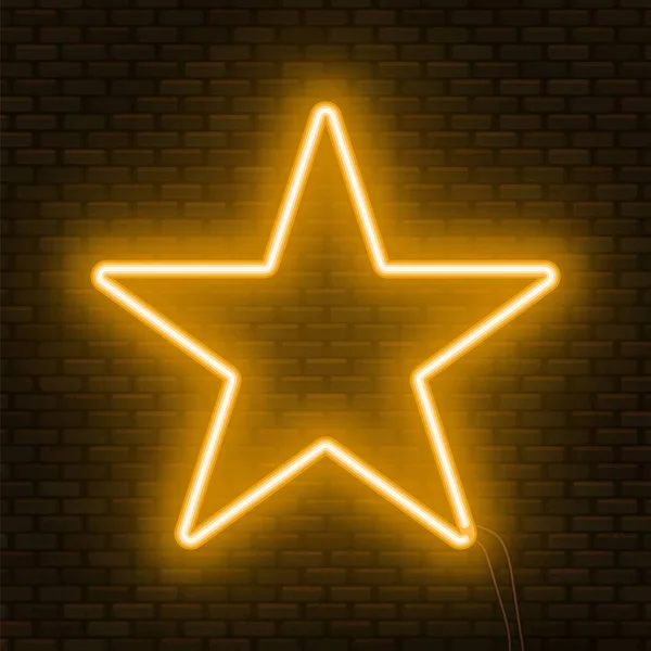Неоновый Светящийся Знак Звезды Использоваться Текстовый Фрейм Векторная Иллюстрация — стоковый вектор