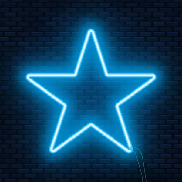 Signo de estrella brillante de neón. Se puede utilizar como marco de texto . — Vector de stock