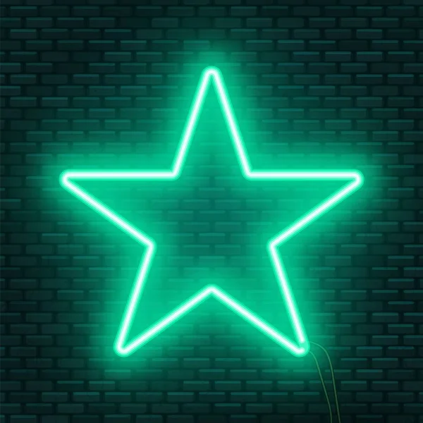 Signo de estrella brillante de neón. Se puede utilizar como marco de texto . — Vector de stock