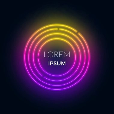 Neon fütüristik yuvarlak çerçeve metin için. Arka plan olarak kullanılabilir.