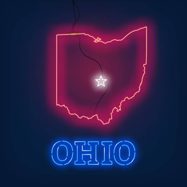 Neon harita Ohio State koyu arka plan üzerinde.
