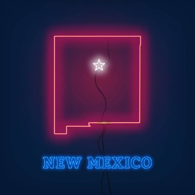 Neon harita New Mexico Eyaleti koyu arka plan üzerinde.