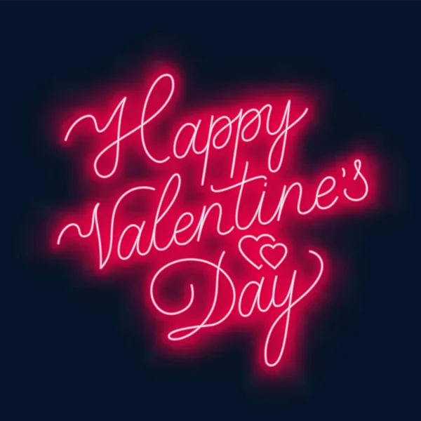 Feliz día de San Valentín letras de neón sobre fondo oscuro . — Vector de stock