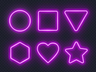 Koyu arka plan üzerinde pembe parlak neon çerçeve kümesi.