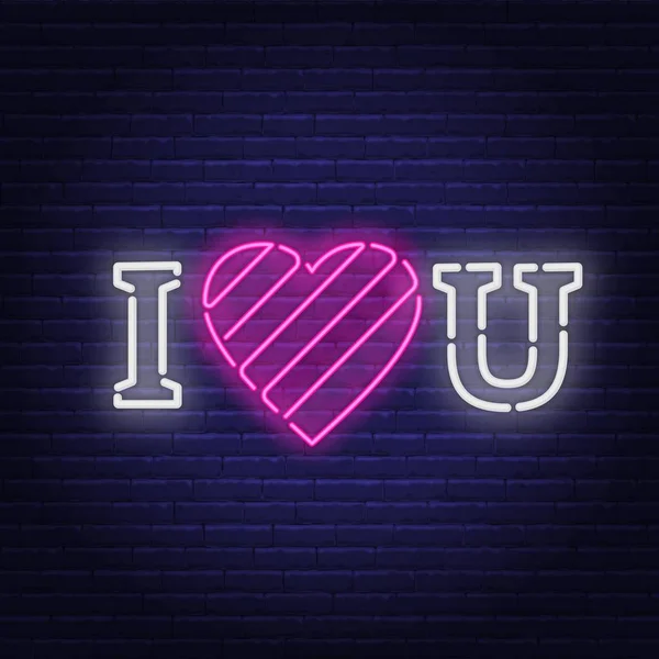 Ich liebe dich neon. Herzenszeichen. — Stockvektor