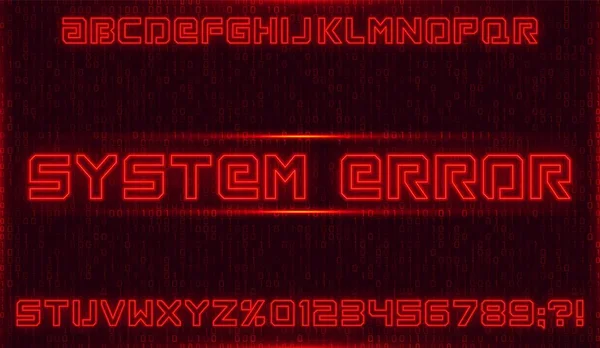 Futurystyczny neon czcionki. Alfabet czerwony z numerami na ciemnym tle. — Wektor stockowy