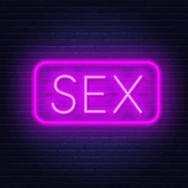 Sex retro neonskylt på mörk bakgrund. — Stock vektor