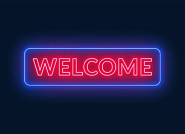 Neon işareti siyah arka planda hoş geldiniz.