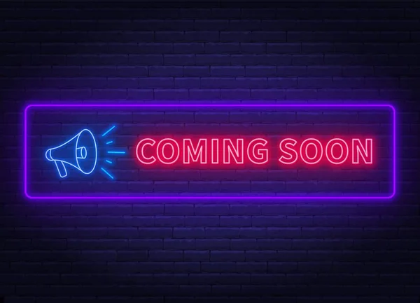 Yakında bir tuğla duvar arka plan üzerinde megafon ile neon işareti.