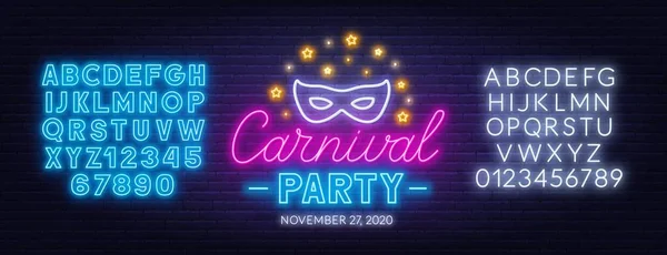 Carnival Party neon jel sötét háttér. — Stock Vector