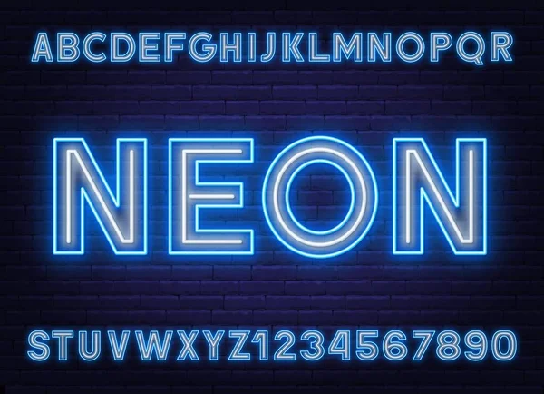 Neon font bicolore blu bianco . — Vettoriale Stock