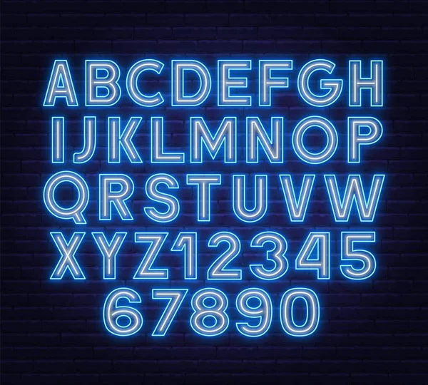 Neon two tone font niebieski biały. — Wektor stockowy