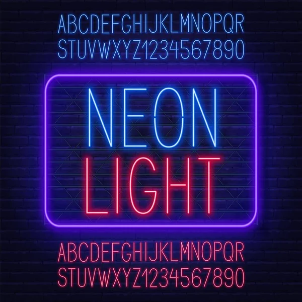 Neon röda och blå teckensnitt på en mörk bakgrund. — Stock vektor