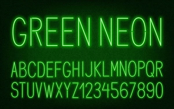Νέον υψηλή πράσινη γραμματοσειρά σε σκούρο φόντο. — Διανυσματικό Αρχείο