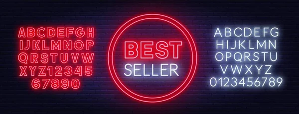 Best seller neon segno su sfondo scuro . — Vettoriale Stock