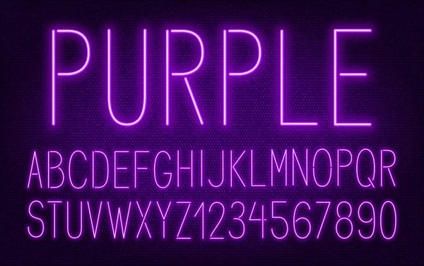 Neon high purple fuente sobre fondo oscuro . — Vector de stock